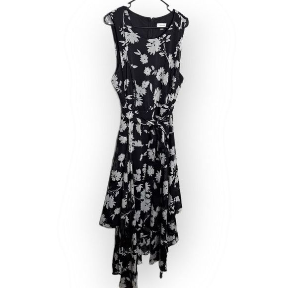 Calvin Klein Floral-Print Chiffon Handkerchief-Hem Midi Dress size 18W - Picture 5 of 12